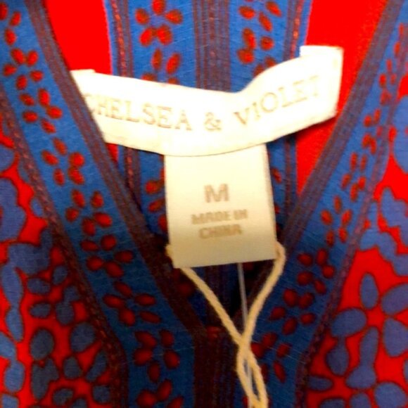 CHELSEA & VIOLET gorgeous bright red and blue printed maxi dress. Size Med - Picture 3 of 12